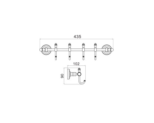 Полотенцедержатель 4 крючка Ganzer GZ31074-E золото