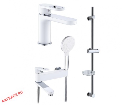 Комплект смесителей в ванную комнату (3 в 1) HANSEN HL90016F (хром/белый)